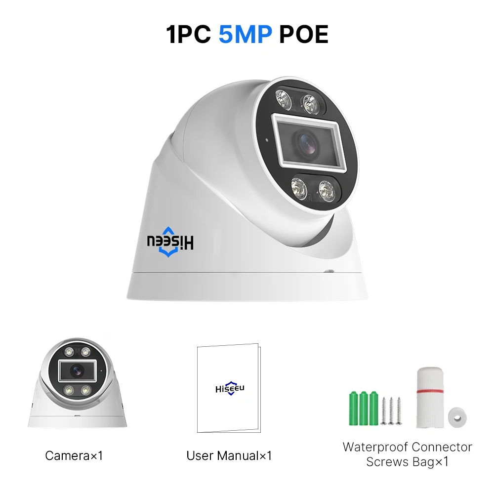 Hiseeu 8MP 4K POE IP Dome Camera Face Detection Two-Way Audio Night Vision