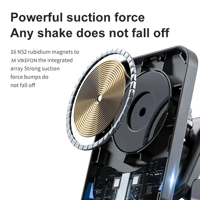 마그네틱 무선 충전기 자동차 에어 벤트 스탠드 전화 거치대, 15W 자석 자동차 고속 충전 스테이션, 아이폰 12 13 14 프로 맥스 미니용