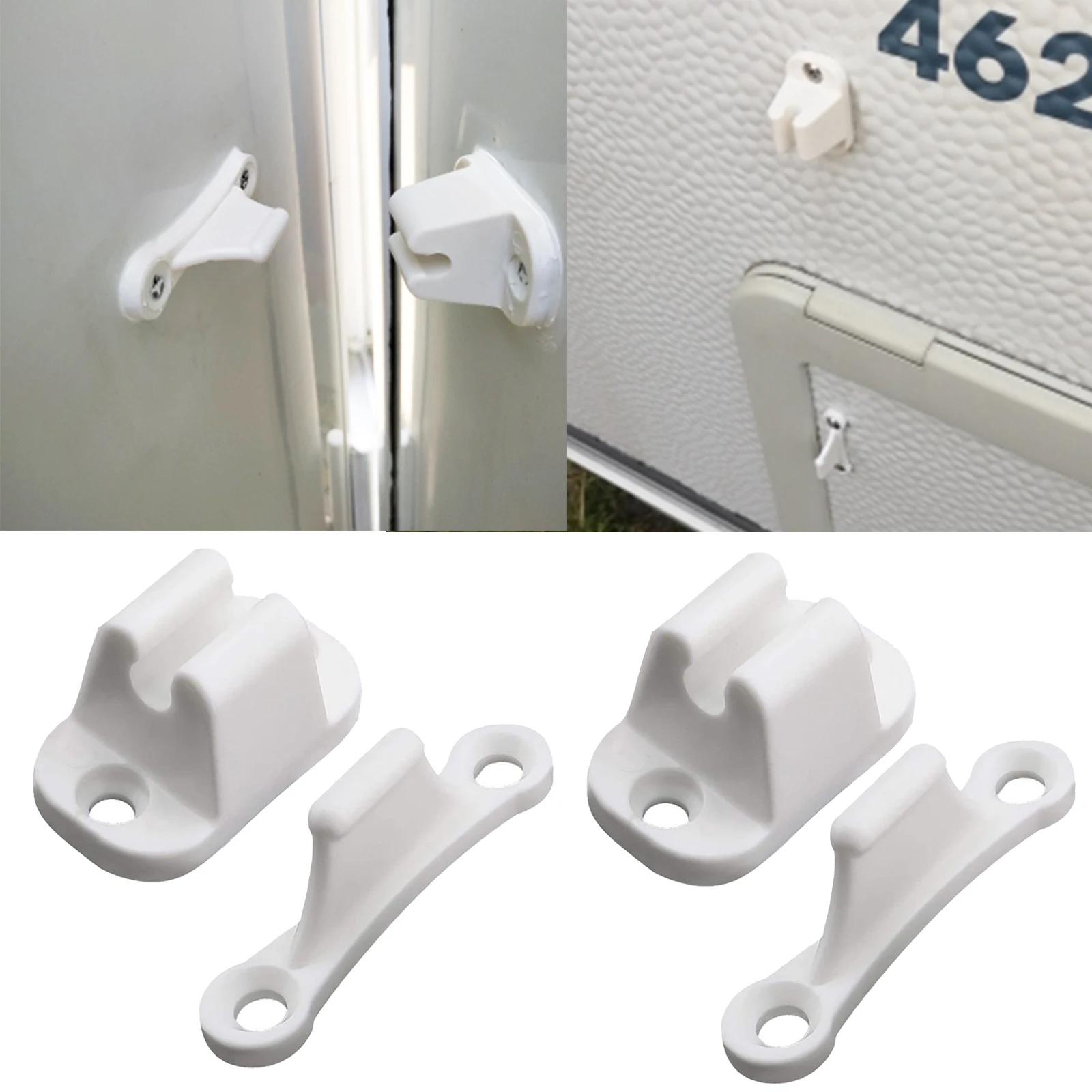 2Pcs Caravan RV Door Retainer Stopper Resile Catch Stay Limiters Camping Push Catch Holder Camper Motorhome Boat Trailer Nylon rv door retainer kit
