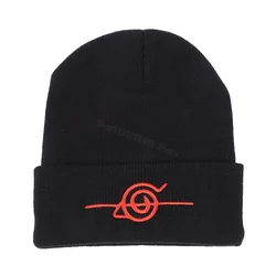 Anime NARUTO Embroidered Knitted Beanie - Winter Warm Cosplay Woolen Bonnet Hat Gift (Red)