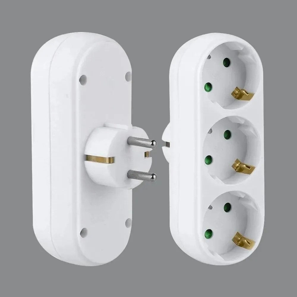 Melery European Plug German Standard Wall Socket Extension 1 To 3 Power Supply Expansion Converter Conversion Home Office Travel