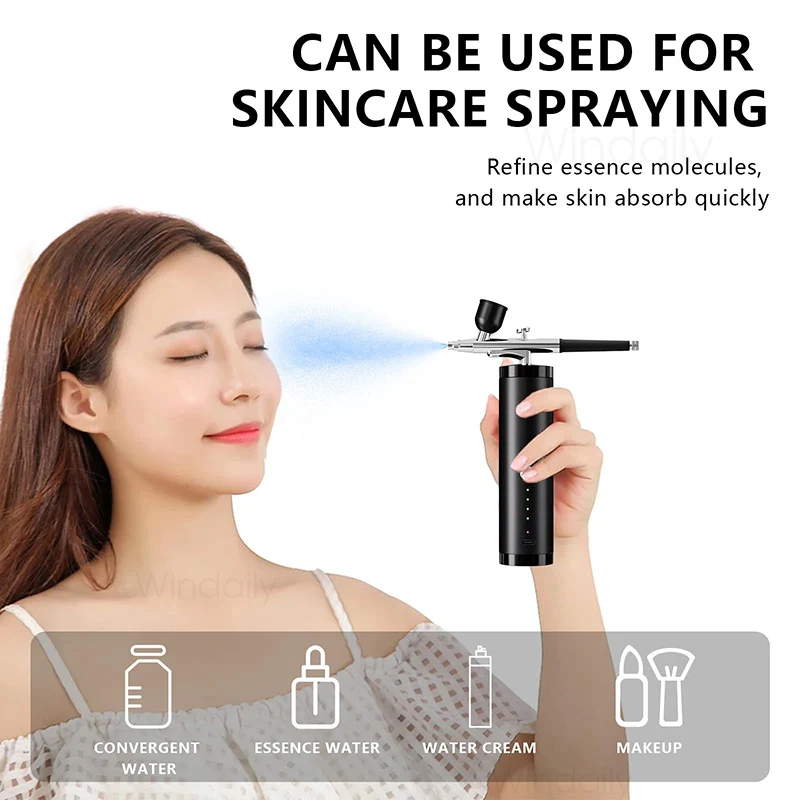 1800mAh Airbrush with Compressor Portable High Pressure Air Brush Gun For Nails Cake Painting Crafts Air Brush Kit Nails Spray