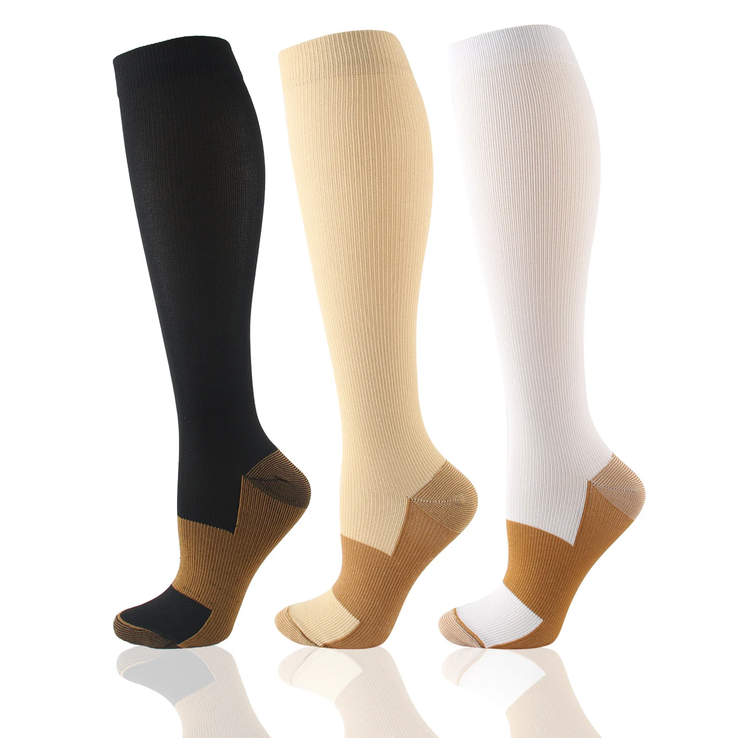 Compression Socks 1 Pairs S-XXL Medical Prevent Varicose Veins Toeless Support Hose For Women Men 15-20mmHg 30-40mmHg