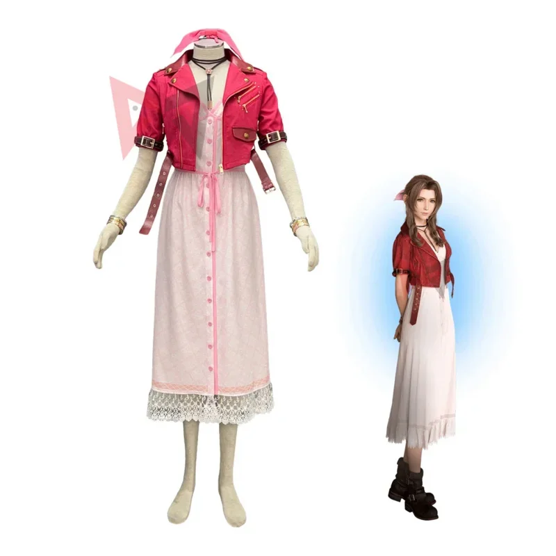 

New Final Fantasy VII Cosplay Aerith Gainsborough Cosplay Costume Fancy Dress Halloween Set For Women Carnival Adult