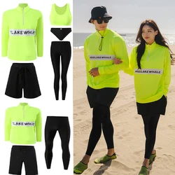 Long Sleeve Couple Surf Suit Rash Guard Women Men 5/3 Pieces Letter Print Swimsuit Legging Swimwear Surfing Suit Bathing Suit