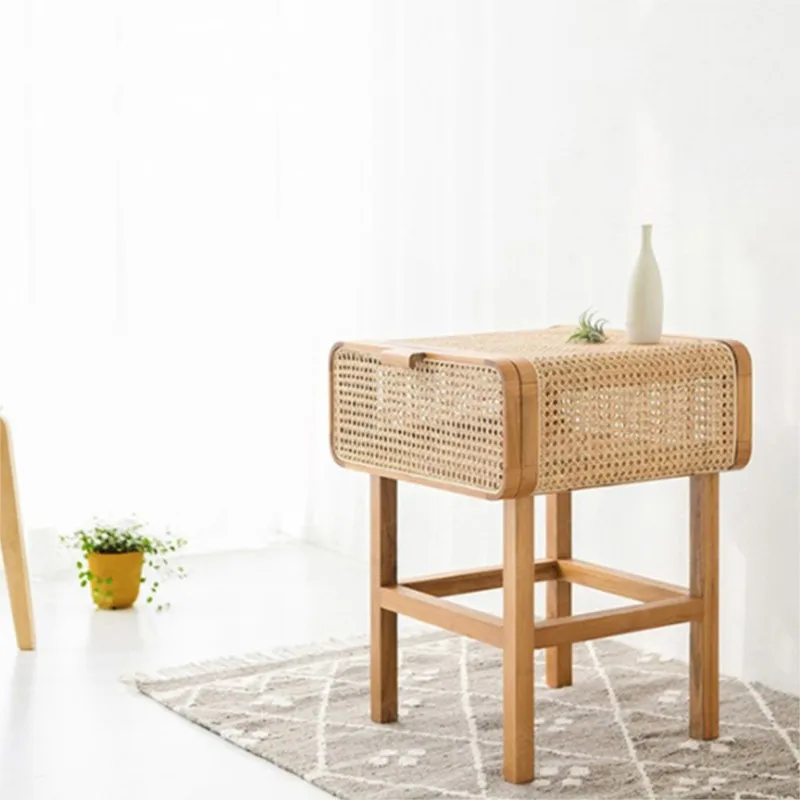Rattan Retro Bedside Table