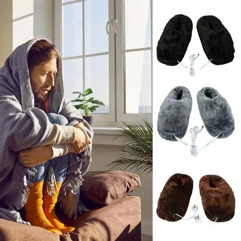 

1pc USB heated slippers soft Women Men Foot Warmer Shoes Fast Heating Plush Electric Warm Boots Winter Essentiall for Study Room
