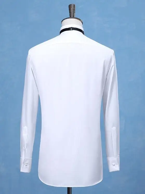 Dress Shirts Men White Wedding Tuxedo Long Sleeved