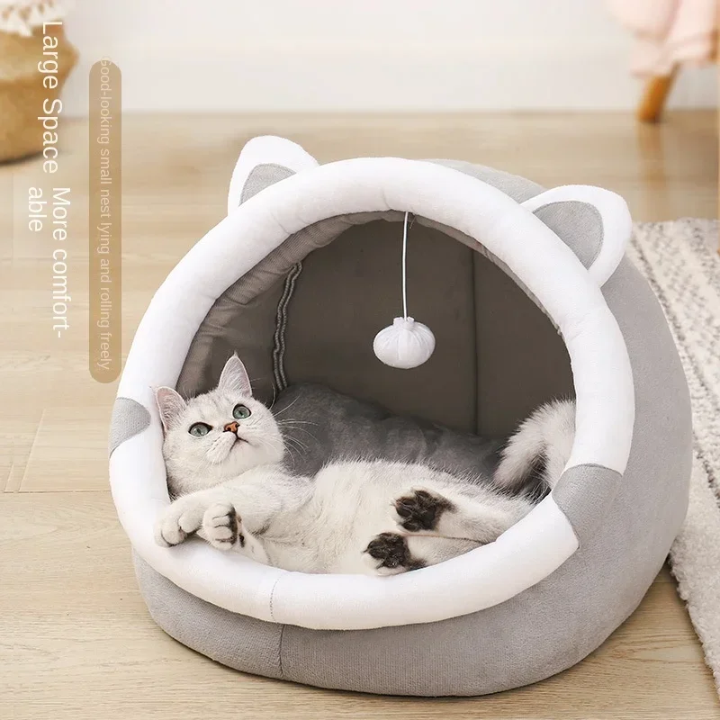 

Pet Cat's And Soft Tent Cats Cushion Beds Bag Basket For Kitten Cat Dog Small House Washable Cozy Mat Warm Furniture Bed