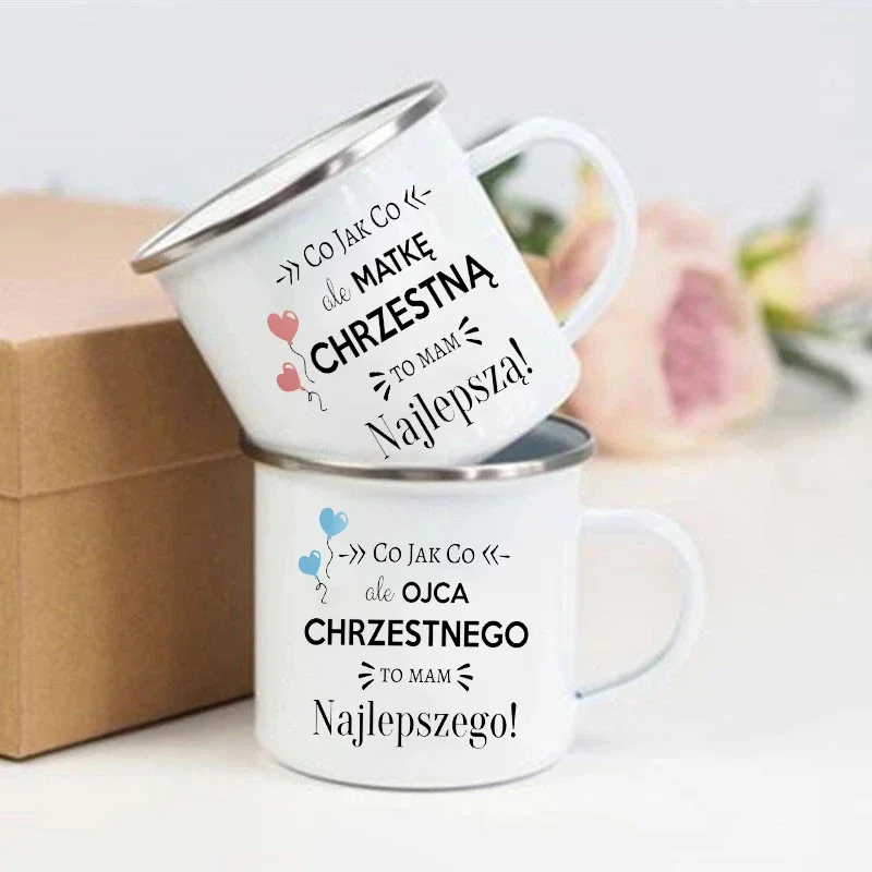 

Best Godmother & Godfather In The Word Printed Mug Coffee Cups Camping Enamel Cup Festive Birthday Gifts for Godmother Godfather