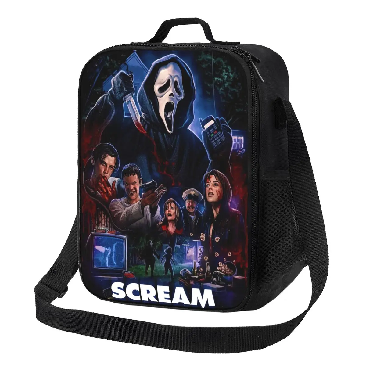Custom Horror Movie Killer Lunch Bag Women Thermal Cooler Insulated Lunch Box Per Bambini In Età Scolare