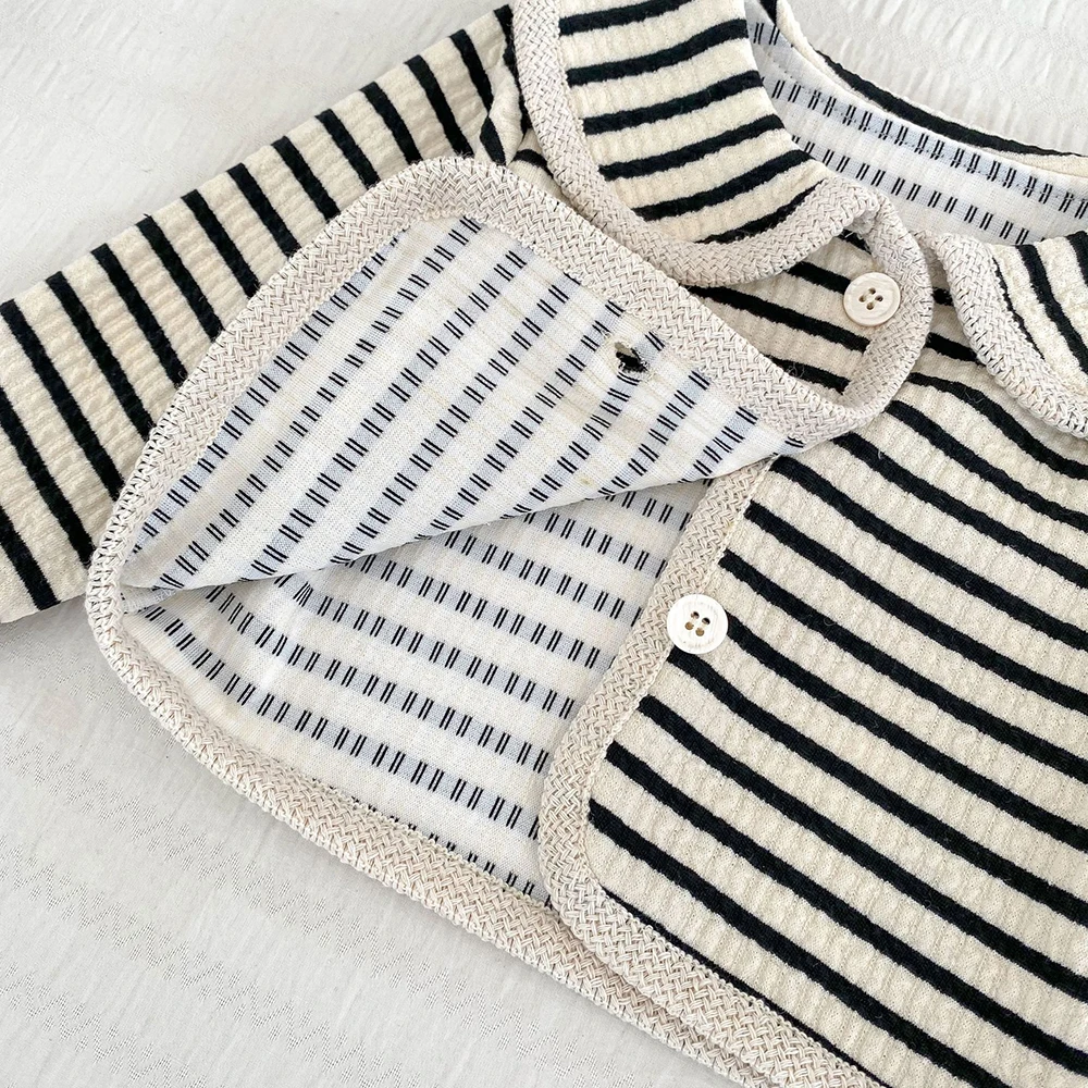 Girls Striped Long Sleeve Tee and Wide Leg Pants Set