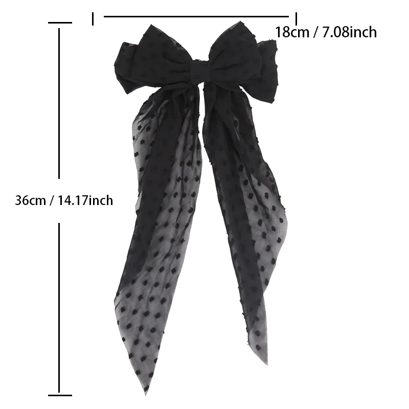 New Black Chiffon Bow Hair Clip Women Large Bowknot Stain Hairpin Barrettes Girls Ponytail Clip Hair Accessories Headwear Gift