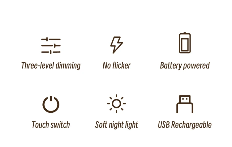 Description Picture 3 of itemKINSCOTER LED Rechargeable Touch Metal Table Lamp Three Colors Bedside Creative Ambient Light Bar Outdoor Decoration Night Light