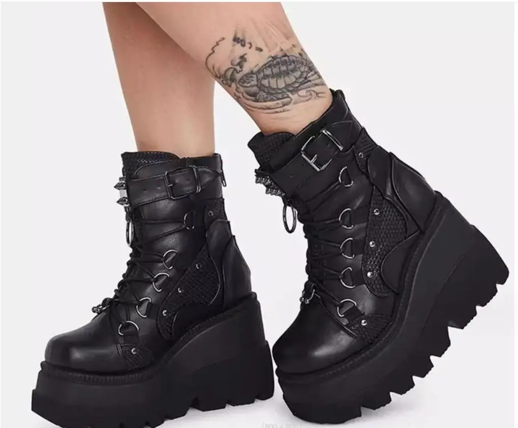 New Platform Ankle Boots For Women Fashion Slip On Thick Bottom Short Boots Autumn Winter Shoes Ladies Elegant Lace-up boots