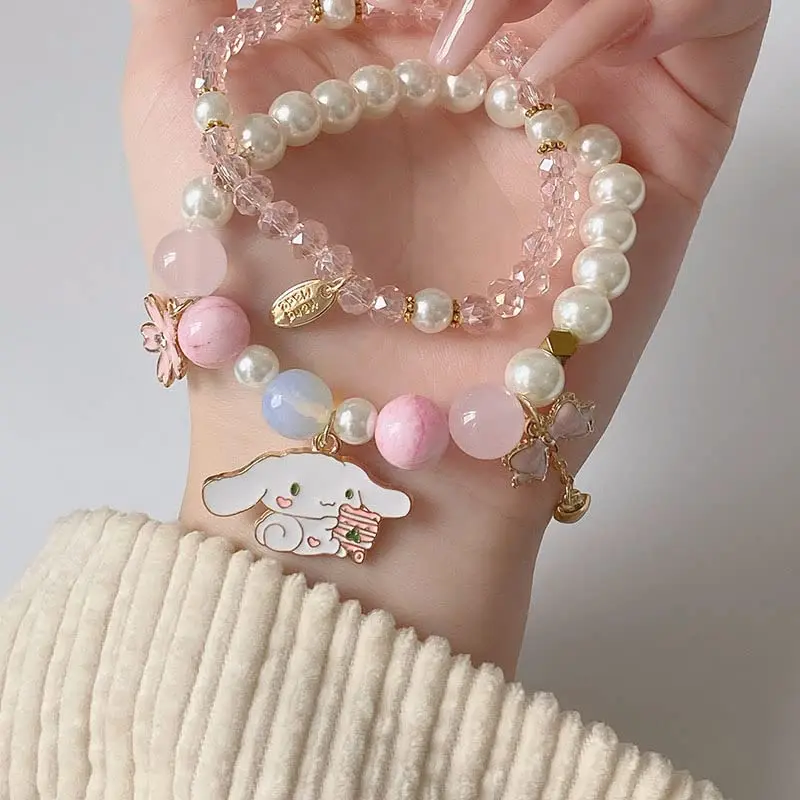 

Kawaii Sanrio Plush Cinnamoroll Kuromi Bracelets My Melody Stretch Bracelet Women Chain Party Wedding Friendship Jewelry Gifts