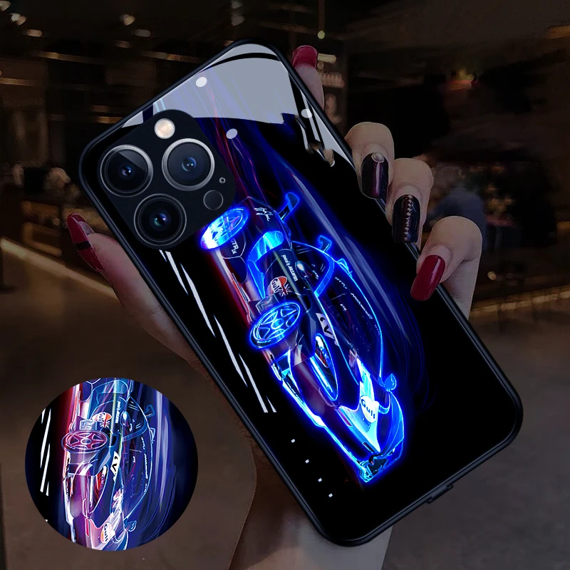 

Sport Car 7 Color LED Glowing Phone Case for Huawei Mate 60 40 50 P30 40 50 Pro Plus Tempered Glass Surface Protector Cover