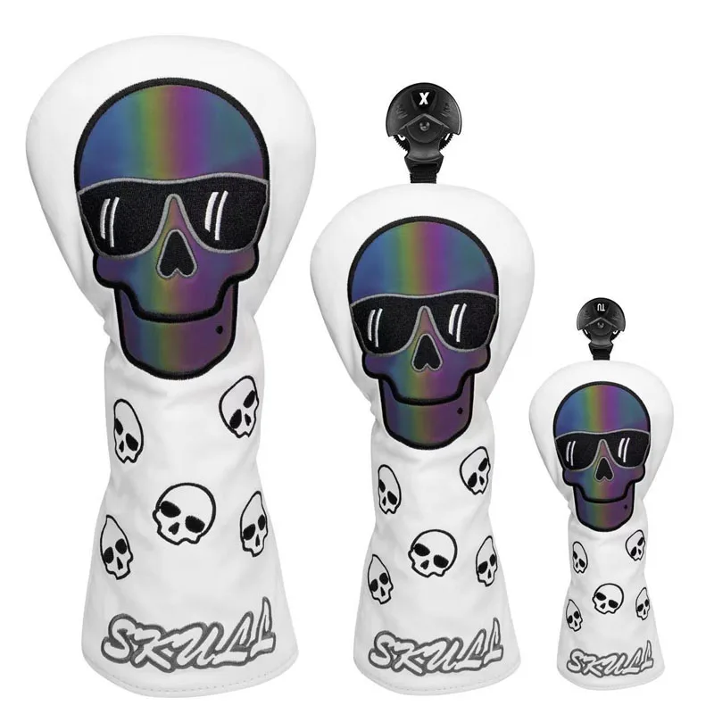 

Gradient Skull Golf Shaft Headcovers for Driver Fairway Woods Hybrid Covers PU Leather Head Covers Protector #1 #3 #5 UT