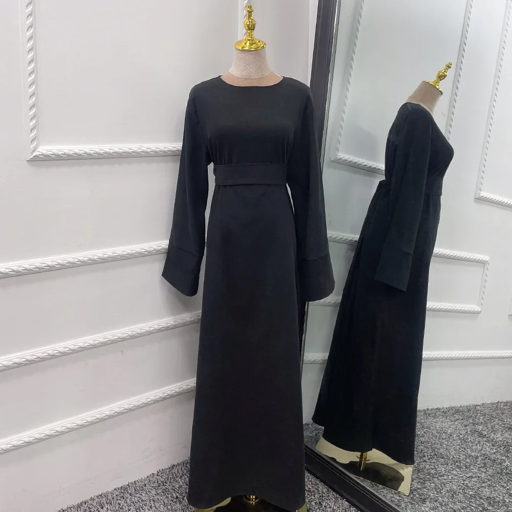 Winter Muslim Abaya Dress Dubai Plain Closed Abayas for Women 2023 Turkey Autumn Islam Clothes Kaftan Hijab Robe Femme Musulmane