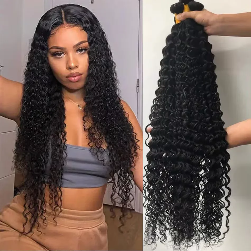 Peruvian Deep Wave 100% Human Hair Bundles Loose Deep Wave Kinky Curly Raw Virgin Human Hair Extensions 12A human hair extensions human hair bundles