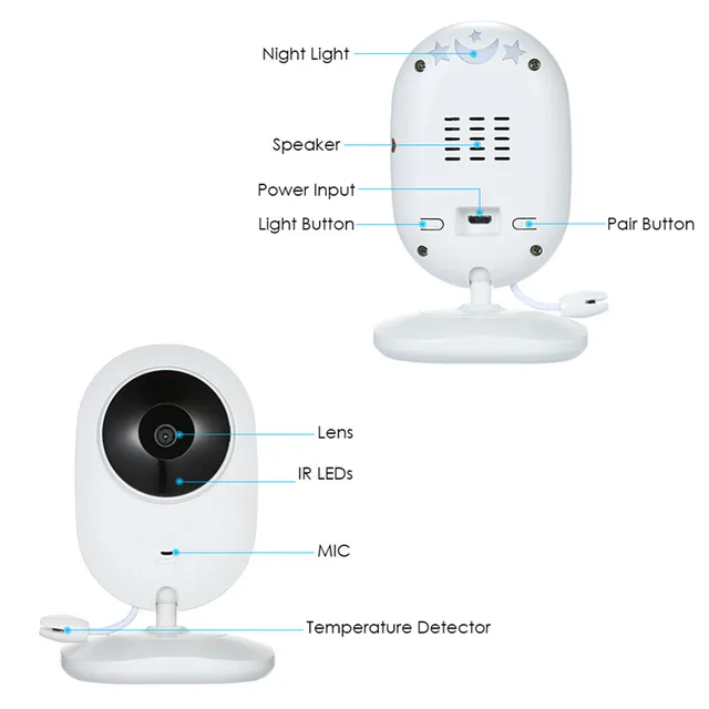 4.3Inch Screen Temperature Monitoring Feeding Alarm Intercom Baby Monitor Night Vision BabySitter Camera 5