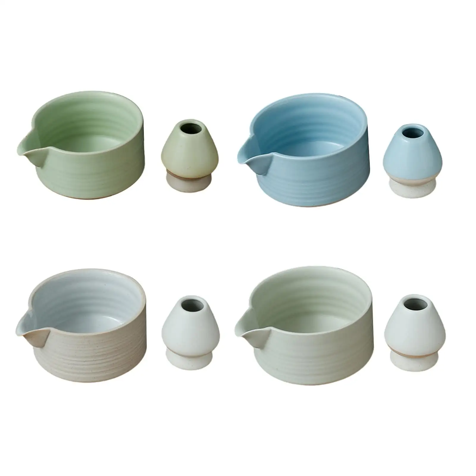 2X Set Matcha Giapponese, Ciotola In Ceramica Matcha Con Porta Frusta, Kit Cerimonia Matcha