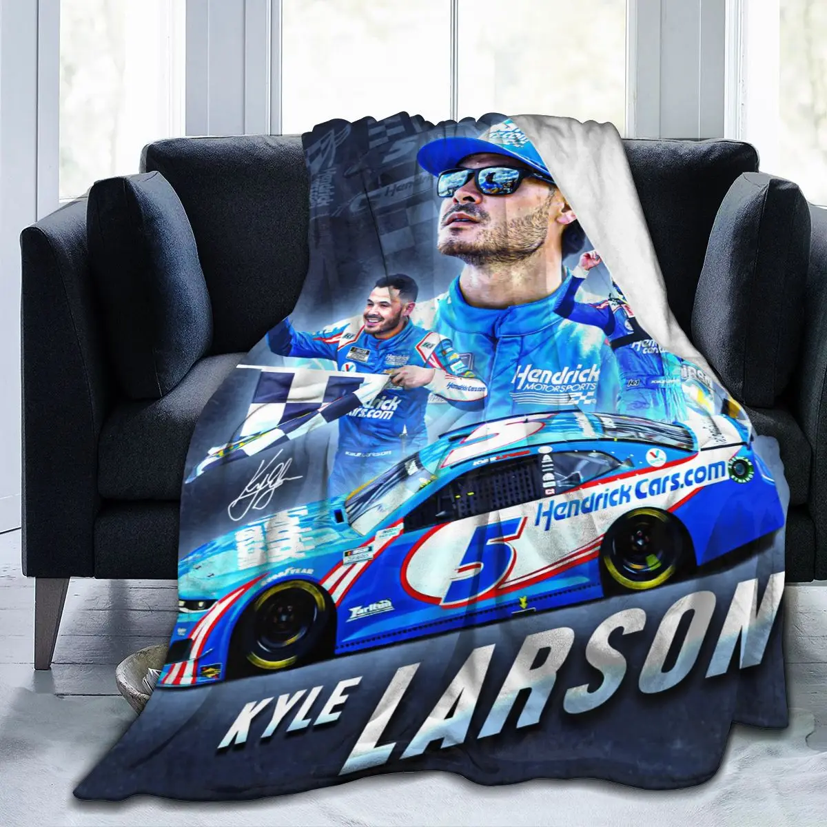 

Kyle Larson 5 All Season Fleece Blanket Throw Ultra Soft Flannel Blanket Digital Printed Premium Fluffy Microfiber Fleece