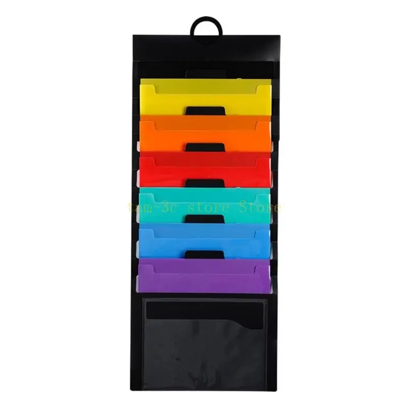 Hanging File Folder Holder Over The Door File 6 Storage Pocket Chart for Home Office Dormitory Saving Space D0UA