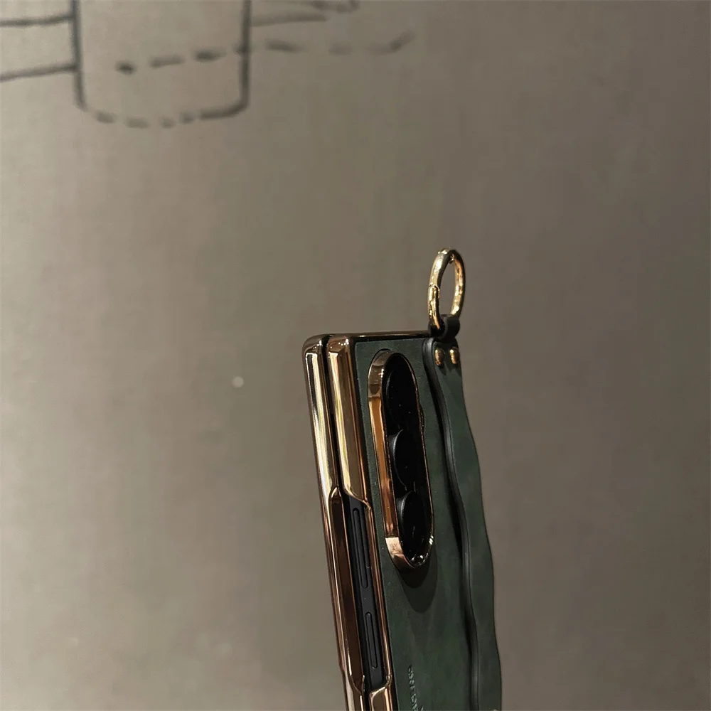 Luxuriöse PU-Leder-Handyhülle für Samsung Galaxy Z Fold mit Handschlaufe, Armbandhalterung, Handständer-Abdeckung für 7, 6, 5, 4, 3, 5G – Detail 13