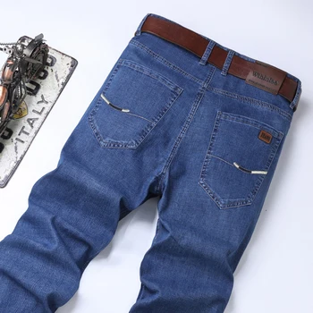 Wthinlee Summer Thin Men's Stretch Straight Jeans Classic Black Blue Business Casual Large Size Denim Pants Brand Trousers 1