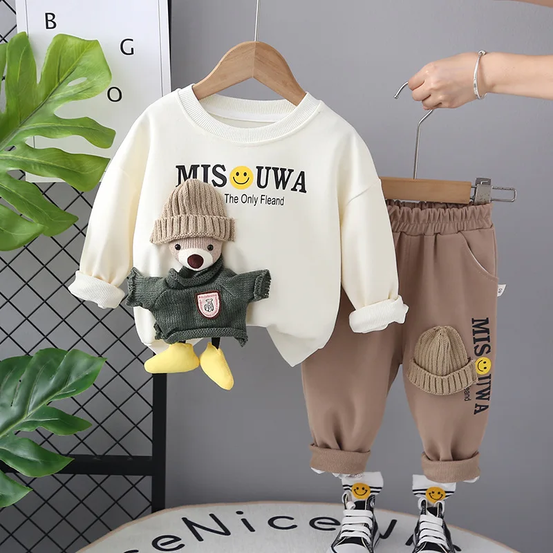 Korean Baby Infant Boy Clothes 2023 Spring Autumn Cartoon O-neck
