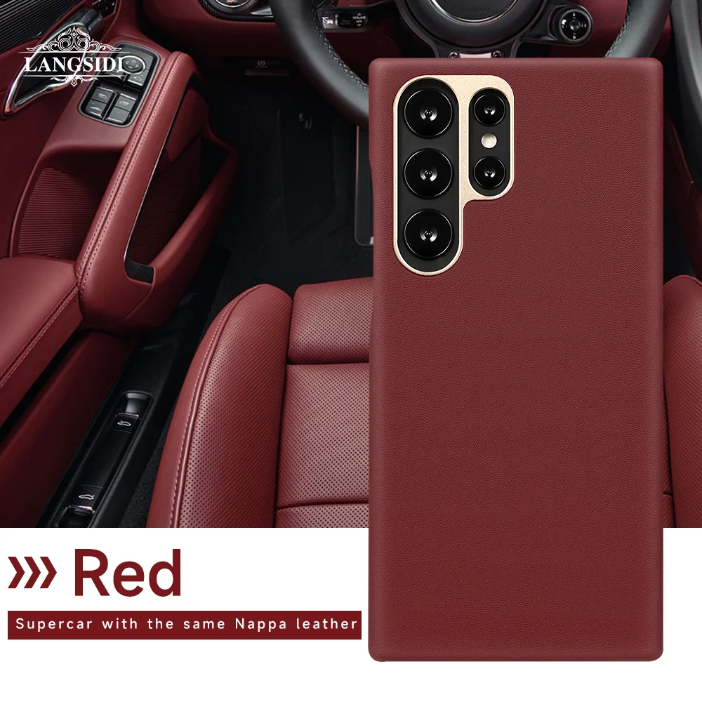 Original Cowhide Leather Magnetic Back Cover with Metal Frame