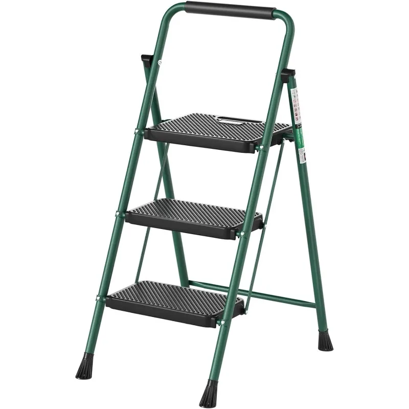 

3 Step Ladder,Folding Step Stool, Step Stool with Wide Anti-Slip Pedal, Lightweight, Portable Folding Ladder with Handgrip