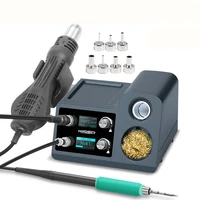 T12 210 115 Two in One Hot Air Gun Soldering Station LED dual Screen Digital Display Rework  Repair Tool With 7 Nozzles 1