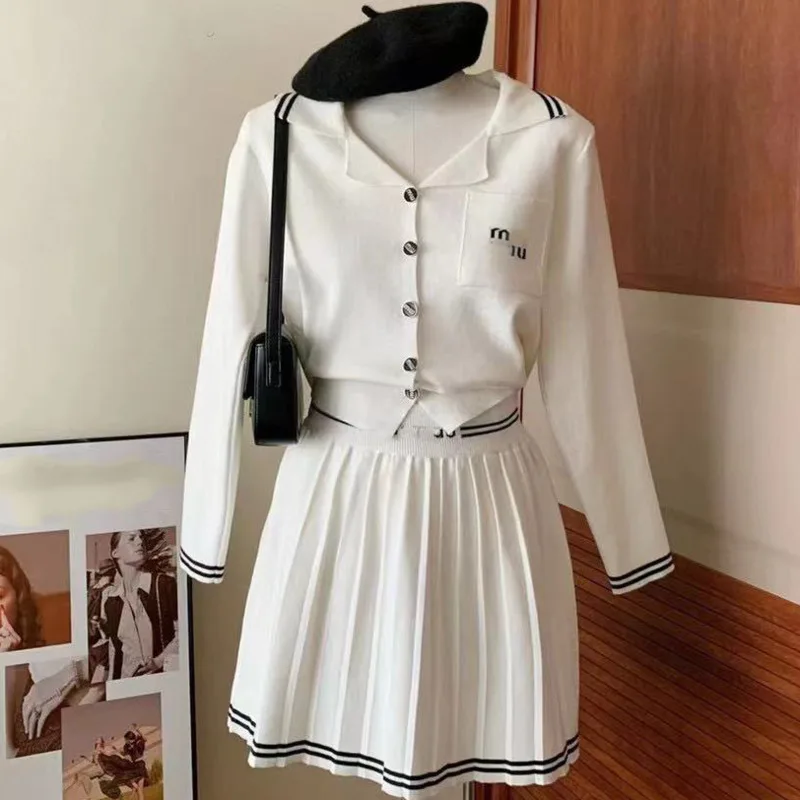 

Women Coat Outerwear Fashion Autumn Skirt 2023 New Women's Light Luxury Grade Foreign Style White Long Sleeves Blouse Set