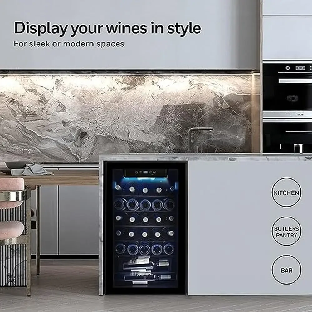 34 Bottle Wine Cooler Refrigerator Large Freestanding Cellar UV-Resistant Double-Paned Glass Electronic Digital Thermostat Pull 6