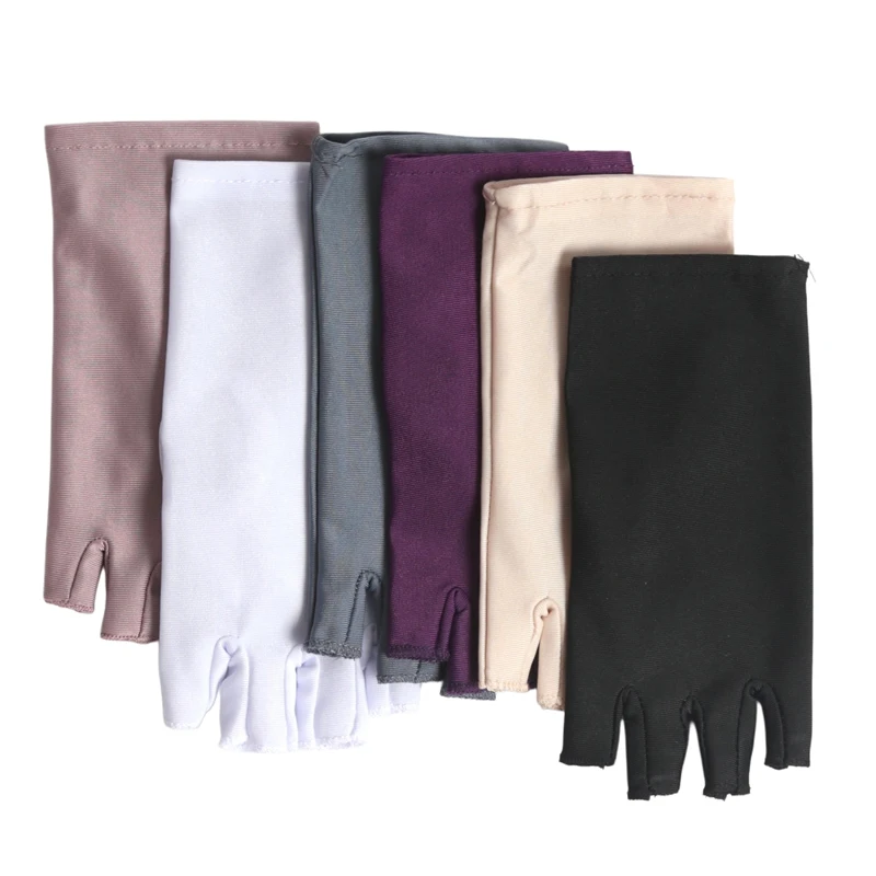 1 Pair Black Summer Half Fingers Gloves Breathable Thin Semi-Finger Driving Women Sunscreen Fingerless Elasticity Work Mittens