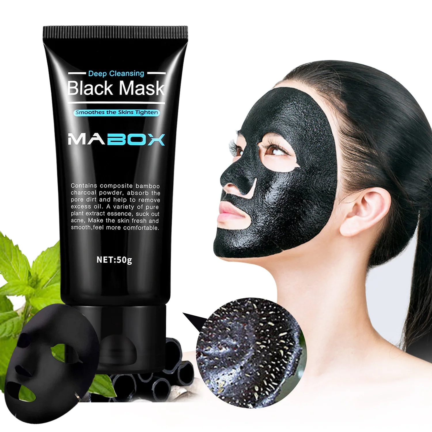 

Mabox Deep Clean Blackhead Removal Mask Bamboo Charcoal Black Mask Deep Cleansing Peel Off Mask Pores Acne Treatment Oil-control