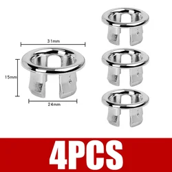 4PCS Chrome Finish Sink Overflow Cover Rings - Bathroom and Kitchen Basin Accessories (4PCS- Hollow Ring)