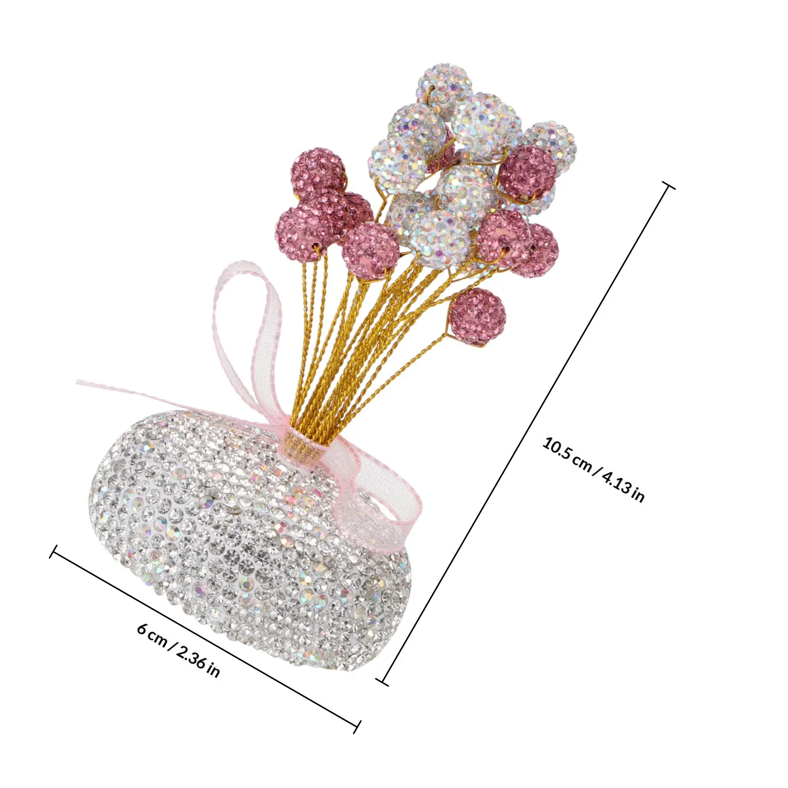 1Pcs 프리미엄 라인스톤 Gypsophila 동상 데스크탑 장식 자동차 책상 탁상 선물 홈 장식을위한 생생하고 사랑스러운 공예 장식품