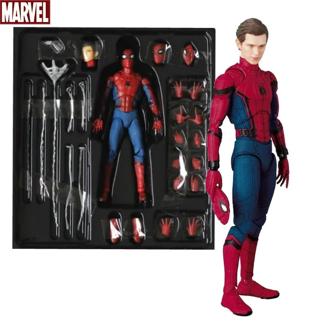 Mafex 044 Spiderman Action Figure Toys Tom Holland Spider Man Statue Model Doll Ornament Collectible Gifts For Boyfriend Childre