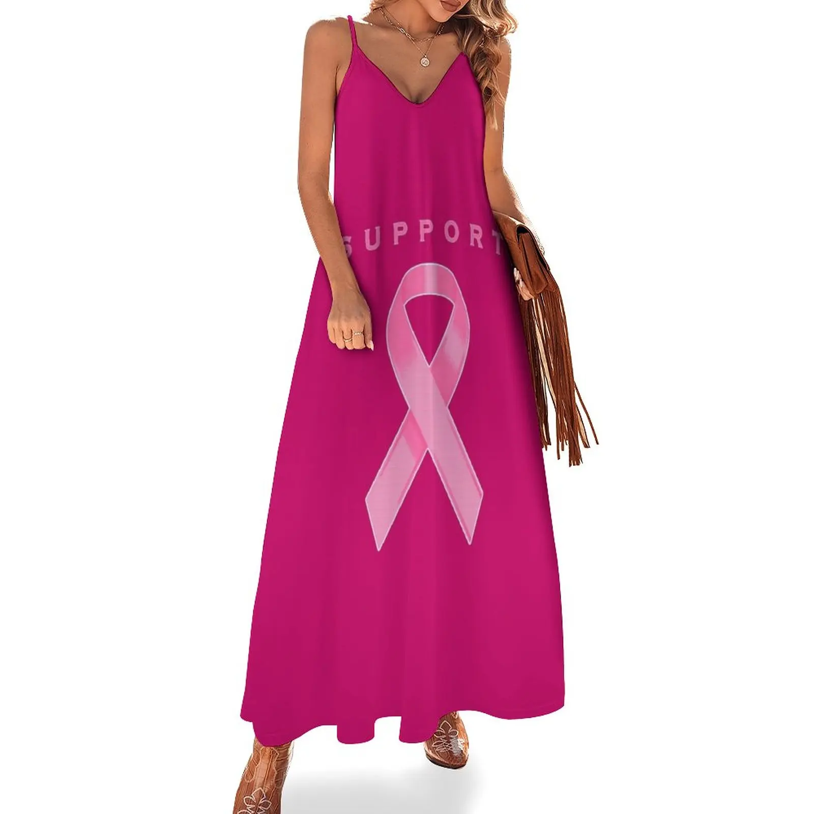 

New Pink Awareness Ribbon of Support Sleeveless Dress dress for women summer dresses for womens 2023