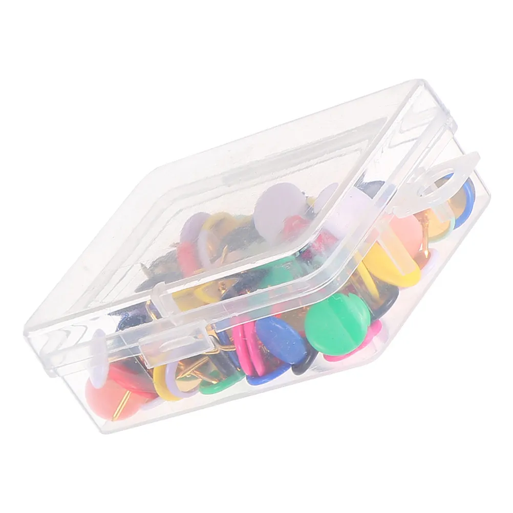 200Pcs 혼합 색상 플라스틱 압정 플랫 헤드 푸시핀 포인트 팁 게시판 지도 마커 사무실 학교 DIY 용품