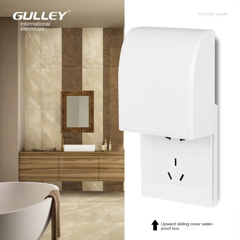 

[Waterproof Five Holes] 86 Type Concealed Socket with Waterproof Box Integrated Bathroom Toilet Protective Cover Splash Box