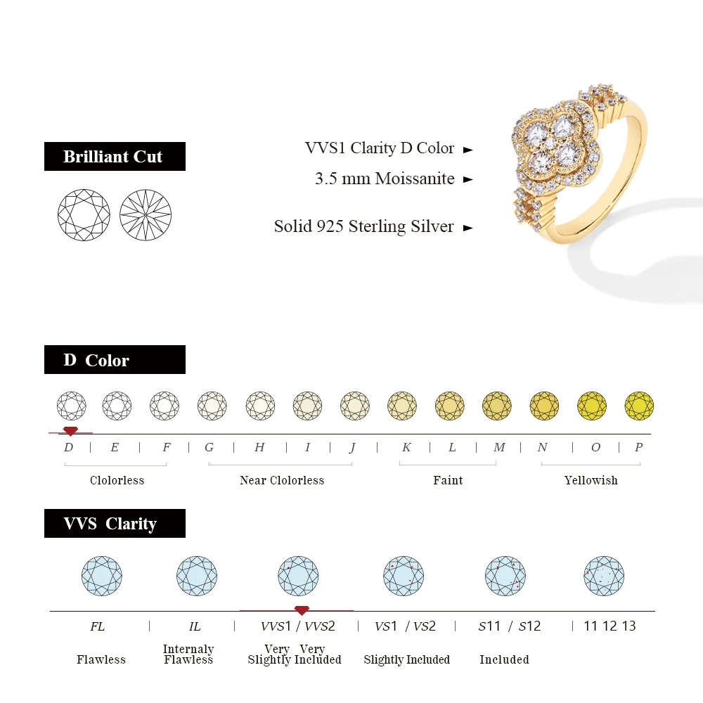 MINTYBOX-Anillo de diamante chapado en oro blanco de 18k 2