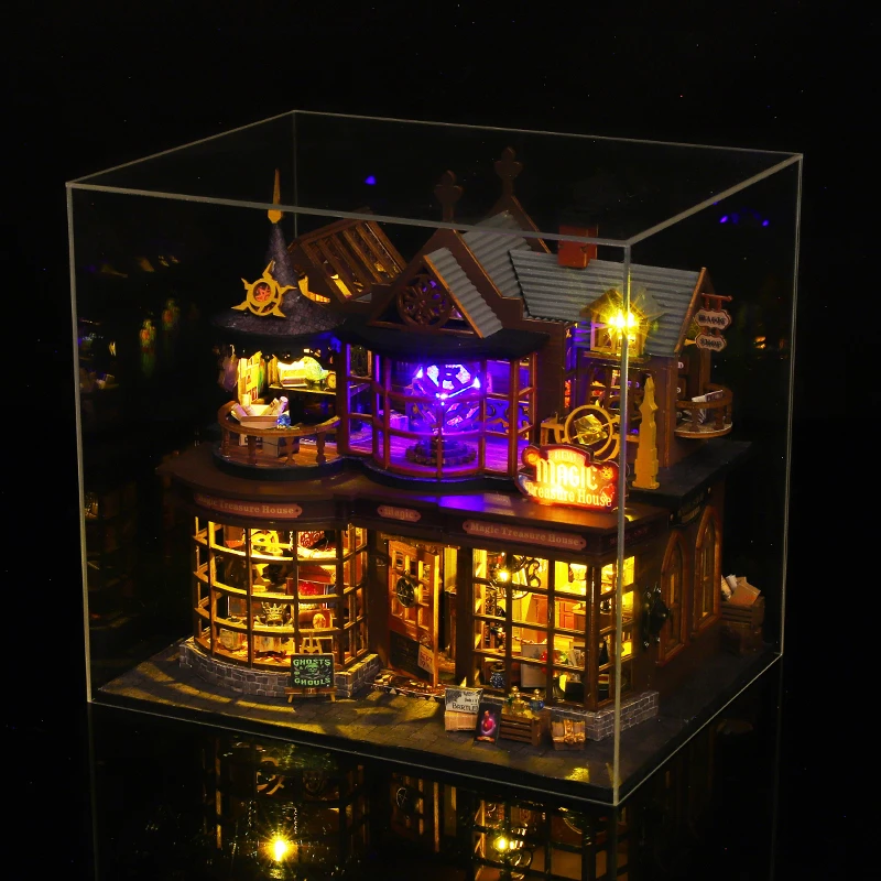 Angolo Libro Fai da Te, Kit Angolo Libro, Decorazione Libreria Fai da Te per Casa delle Bambole in Miniatura con Luce LED, Puzzle 3D e Fermalibri, Regalo Creativo per Angolo Libro