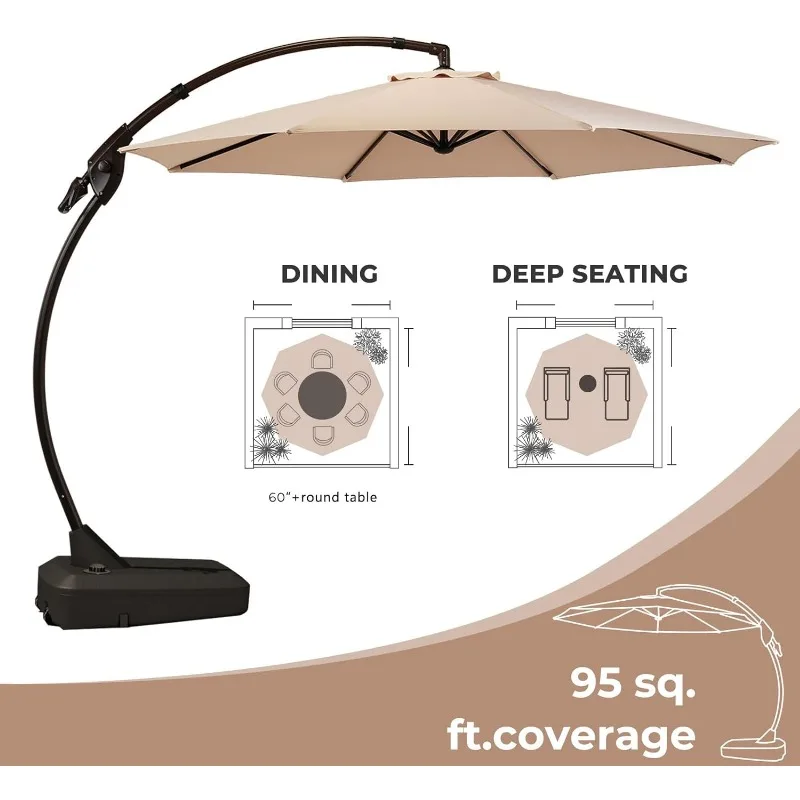 Grand patio 11FT Cantilever Umbrella with Base Outdoor Large Round Aluminum Offset Umbrella for Patio Garden Backyard