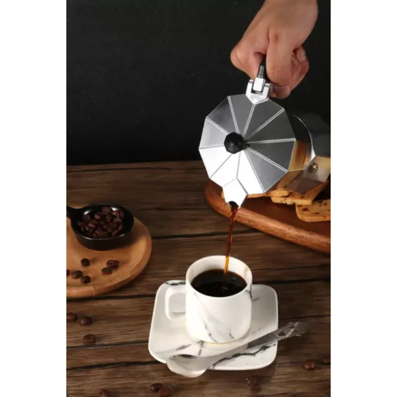 New Italian aluminum coffee machine, 300ml, espresso machine, 6-cup coffee machine