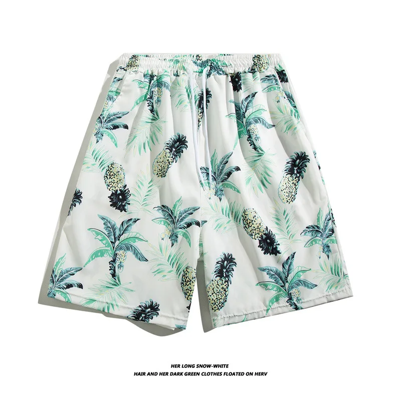 Ice Silk Thin Printed Beach Shorts For Men Summer Loose Straight Style Fashion Brand Leisure Travel Home 5/4 Quick Drying Shorts