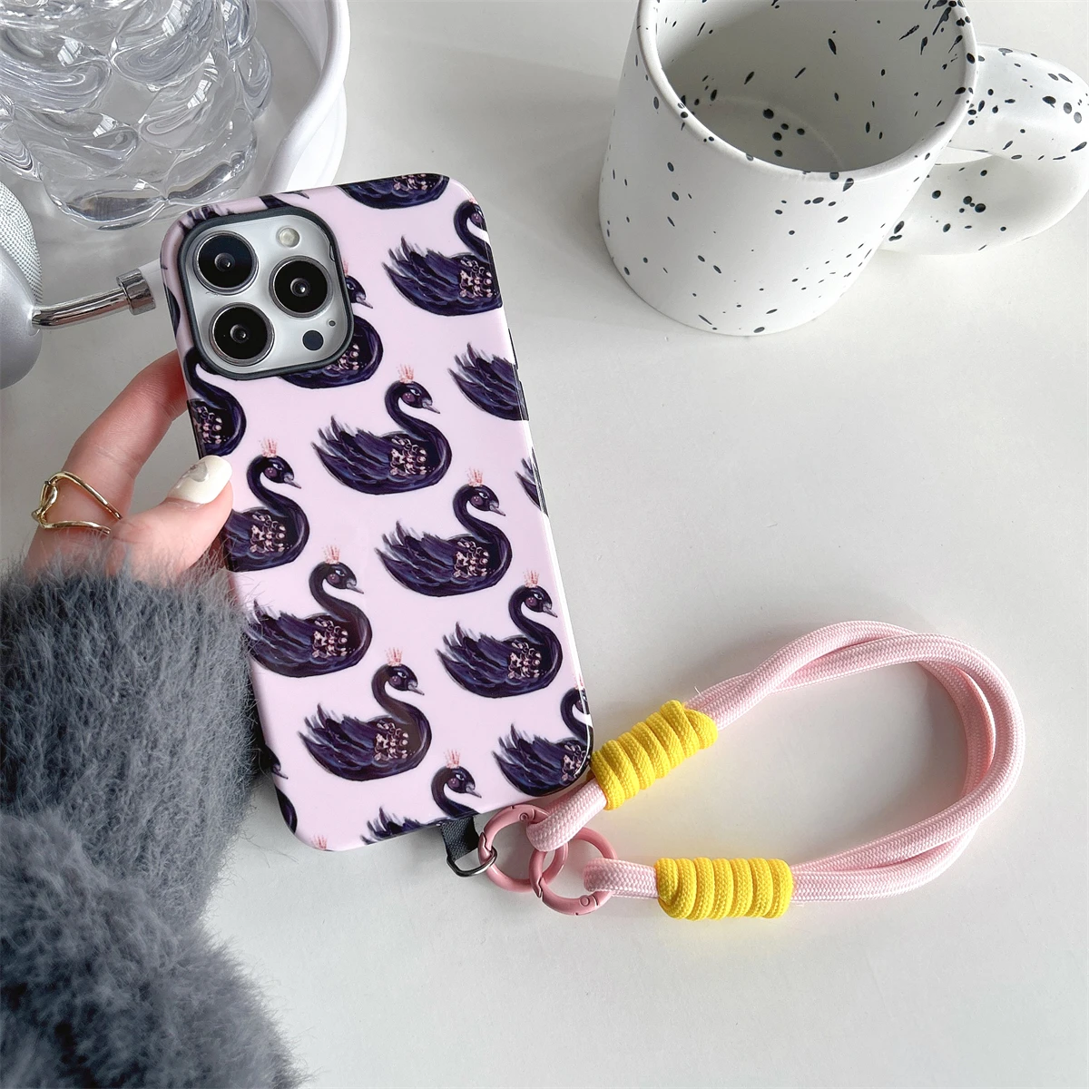 Swan Pattern IntInclusive Phone Case For iPhone